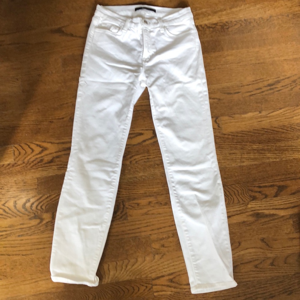 JBRAND “cropped rail” white jeans